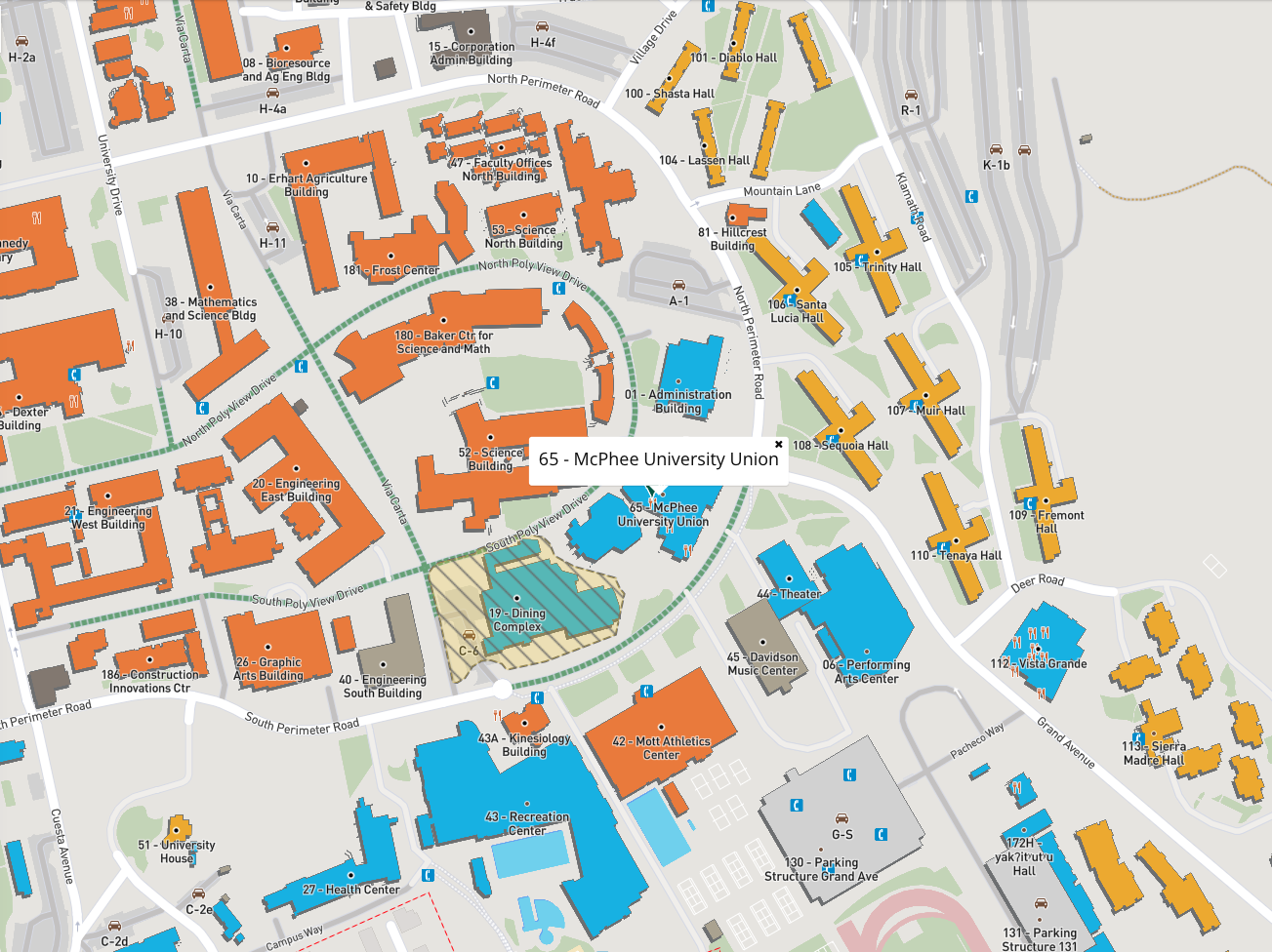 Building 65 - McPhee University Union location map
