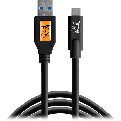 Tether Tools TetherPro USB Type-C Male to USB 3.0 Type-A Male Cable 15', Black