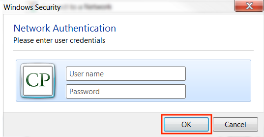 Enter your Cal Poly username and password and click the OK button