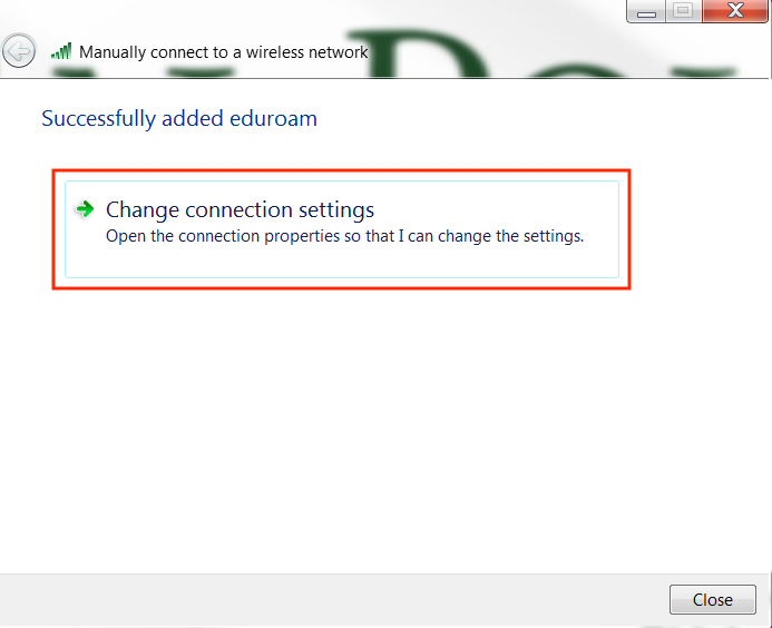 In Windows 7, change connection settings
