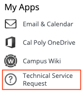 My Cal Poly portal My apps Technical Service Request