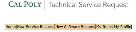 New Software Request tab