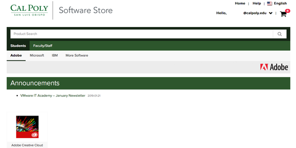 Cal Poly Software Store home page