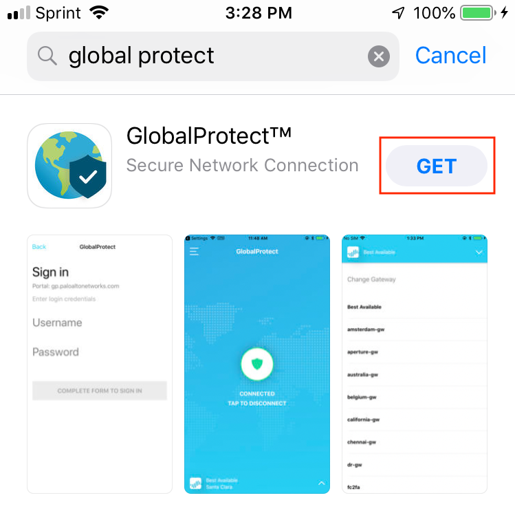 AppStore GlobalProtect Download