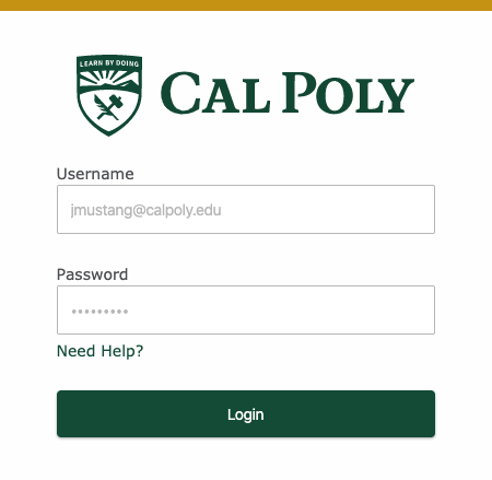Cal Poly login pop-up