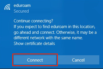 Connect to eduroam on a Windows computer