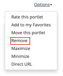 Options list. 'Remove' is highlighted